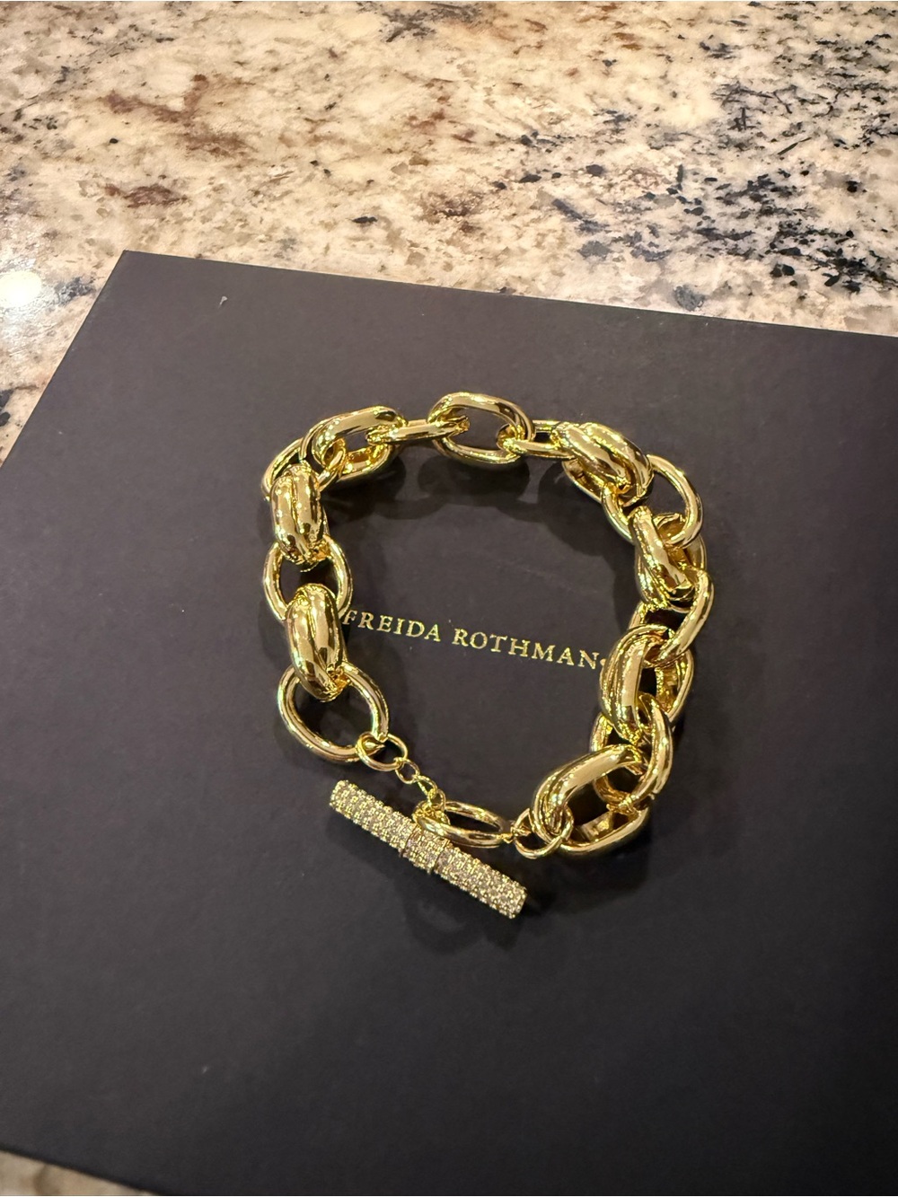 Freida Rothman Gold Chunky Pavé Toggle Bracelet